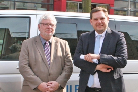 Oberbürgermeister Daniel Schranz (re.) und Polizeipräsident Ingolf Möhring. (Foto: Stadt Oberhausen)   